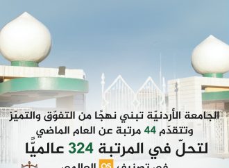 الجامعة الأردنيّة تحتفي بتقدمها 44 مرتبة في تصنيف QS العالمي وحلولها بالمرتبة 324