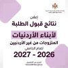 وحدة تنسيق القبول الموحد في وزارة التربية والتعليم وتنمية الموارد البشرية تعلن نتائج قبول الطلبة أبناء الأردنيات المتزوجات من غير الأردنيين للعام الجامعي 2026-2027
